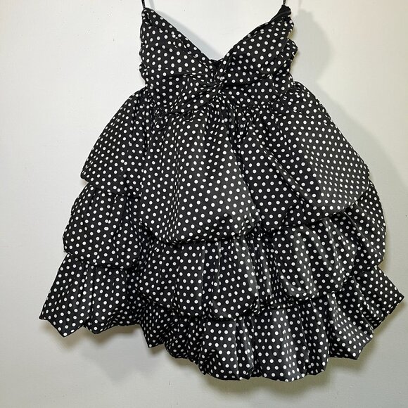 Club L London Pepper Black Polka Dot Strapless Ruffled Mini Dress Size 6 - Picture 7 of 13